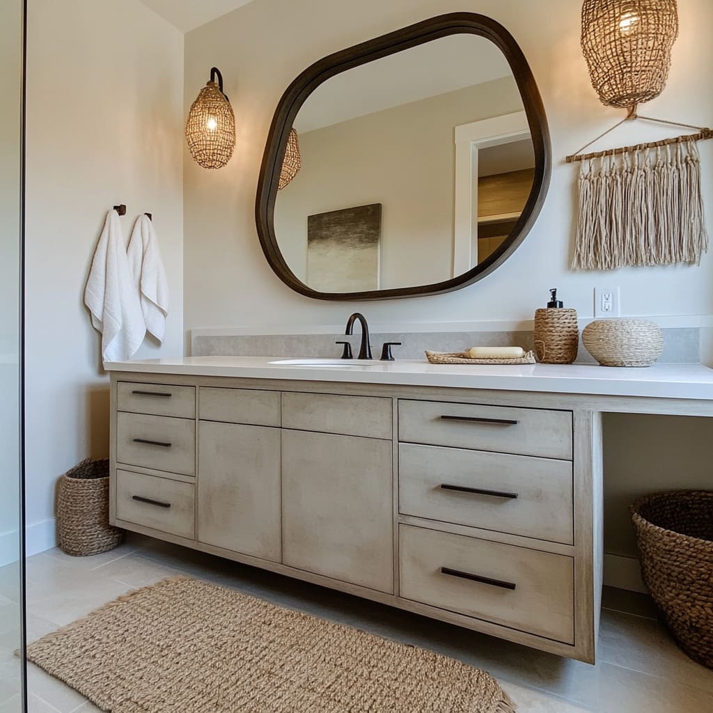 Modern Boho Chic Bathroom Design Ideas | Soft Textures & Natural Style