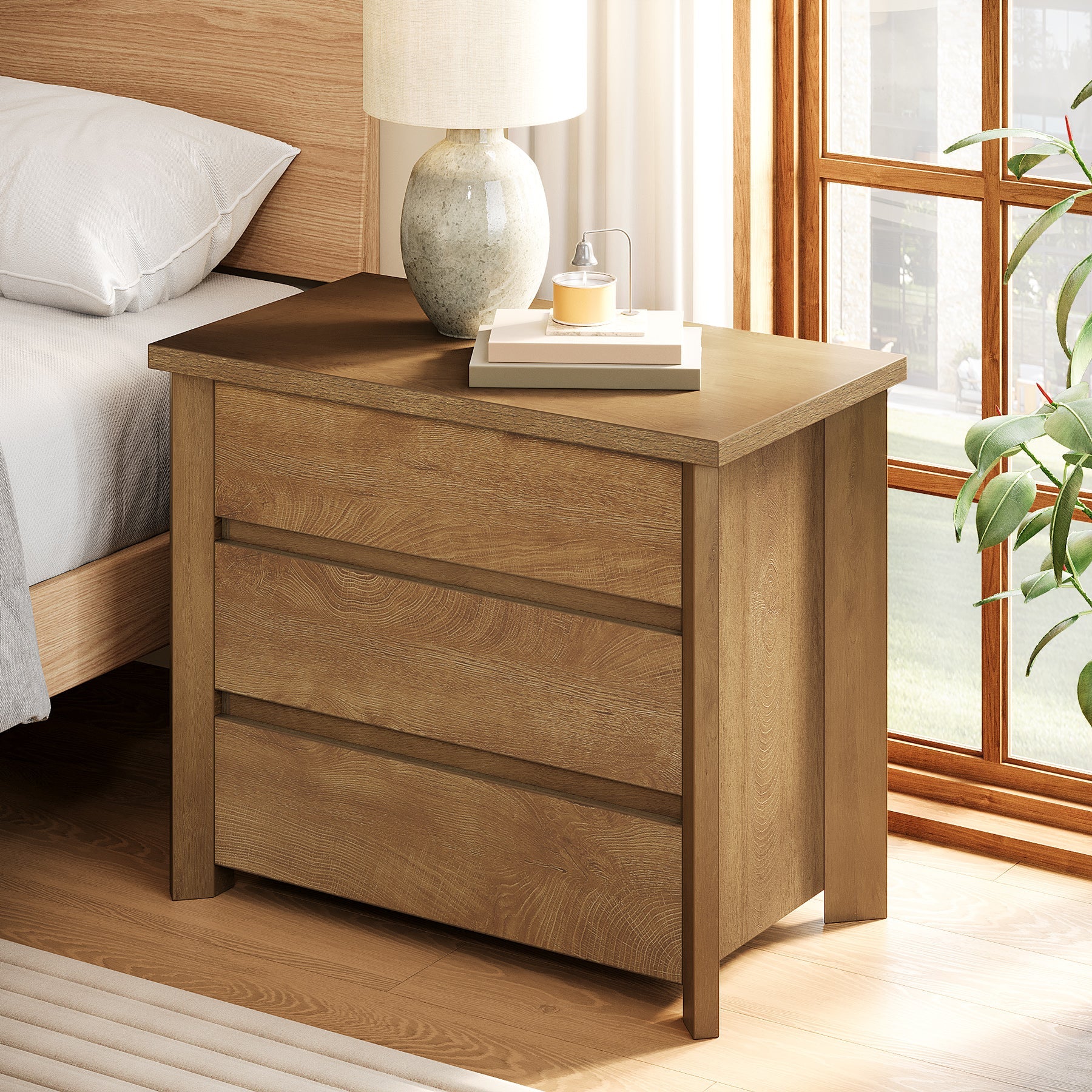 Nightstand With Drawers | Nightstands | Bedside Table-Tribesigns