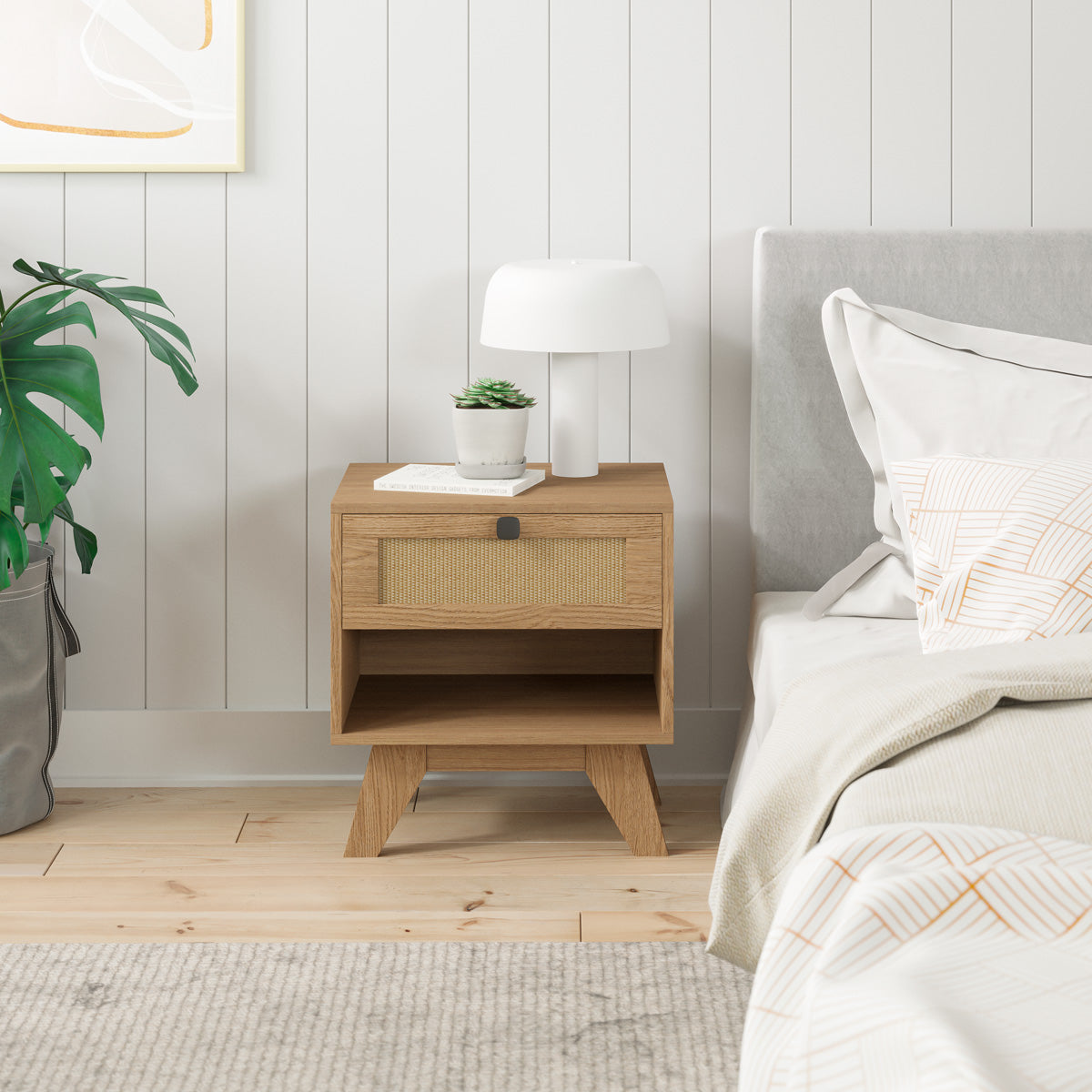 Rattan Cane Wooden Bedside Table (Talia) – Tommy Swiss