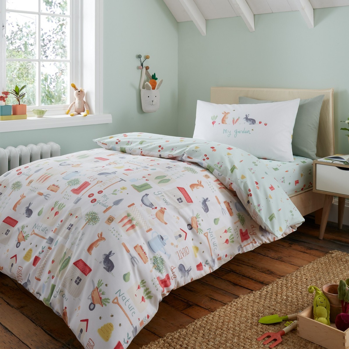 RHS Kids My Allotment Garden Reversible Duvet Cover Bedding Set Natural