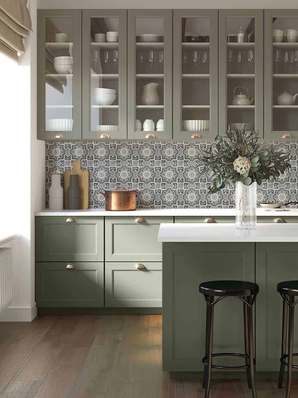 Sage Green Cabinets Tile Pairing Ideas - StoneImpressions Natural Stone Tile