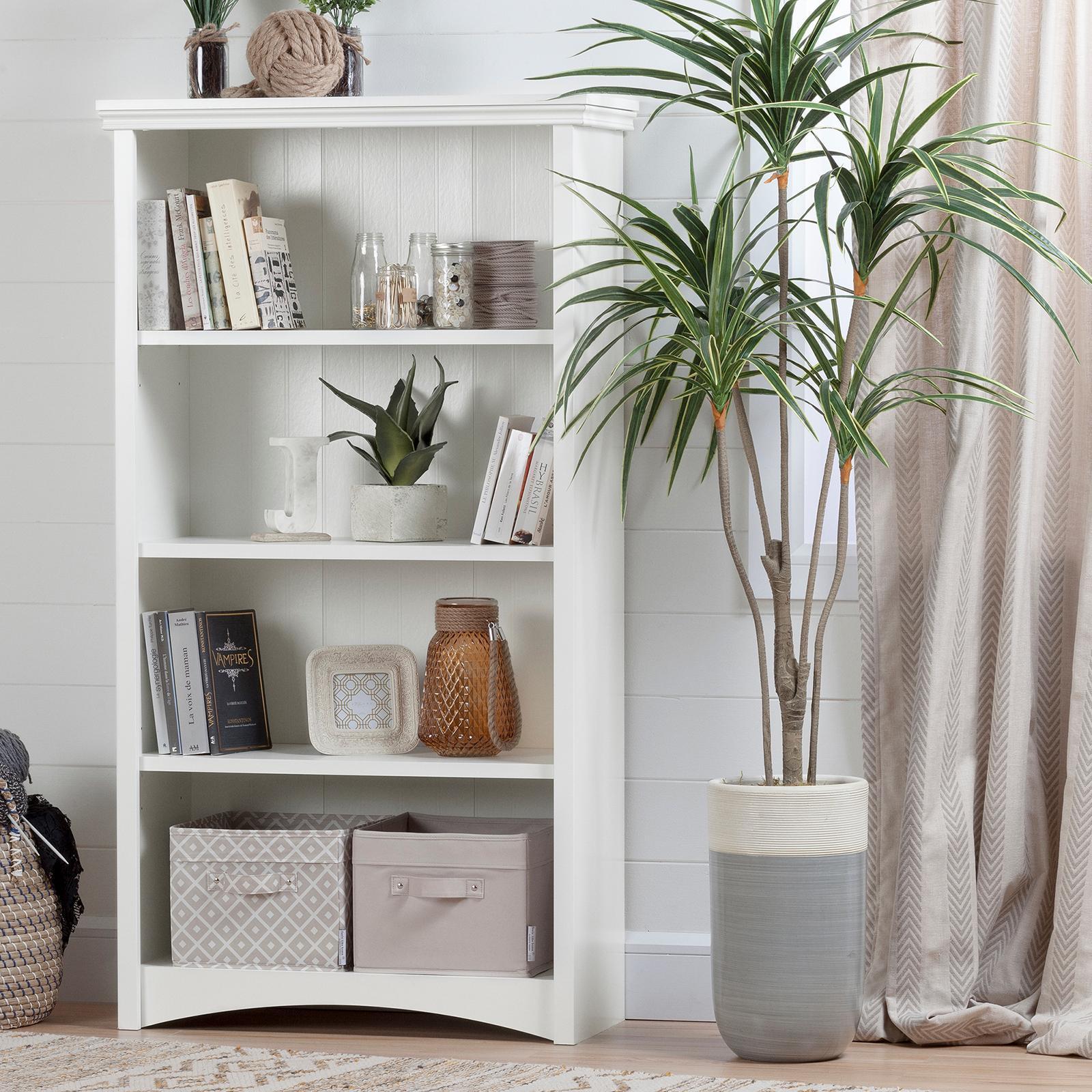 South Shore 10219 Artwork 4-Shelf Bookcase, Pure White