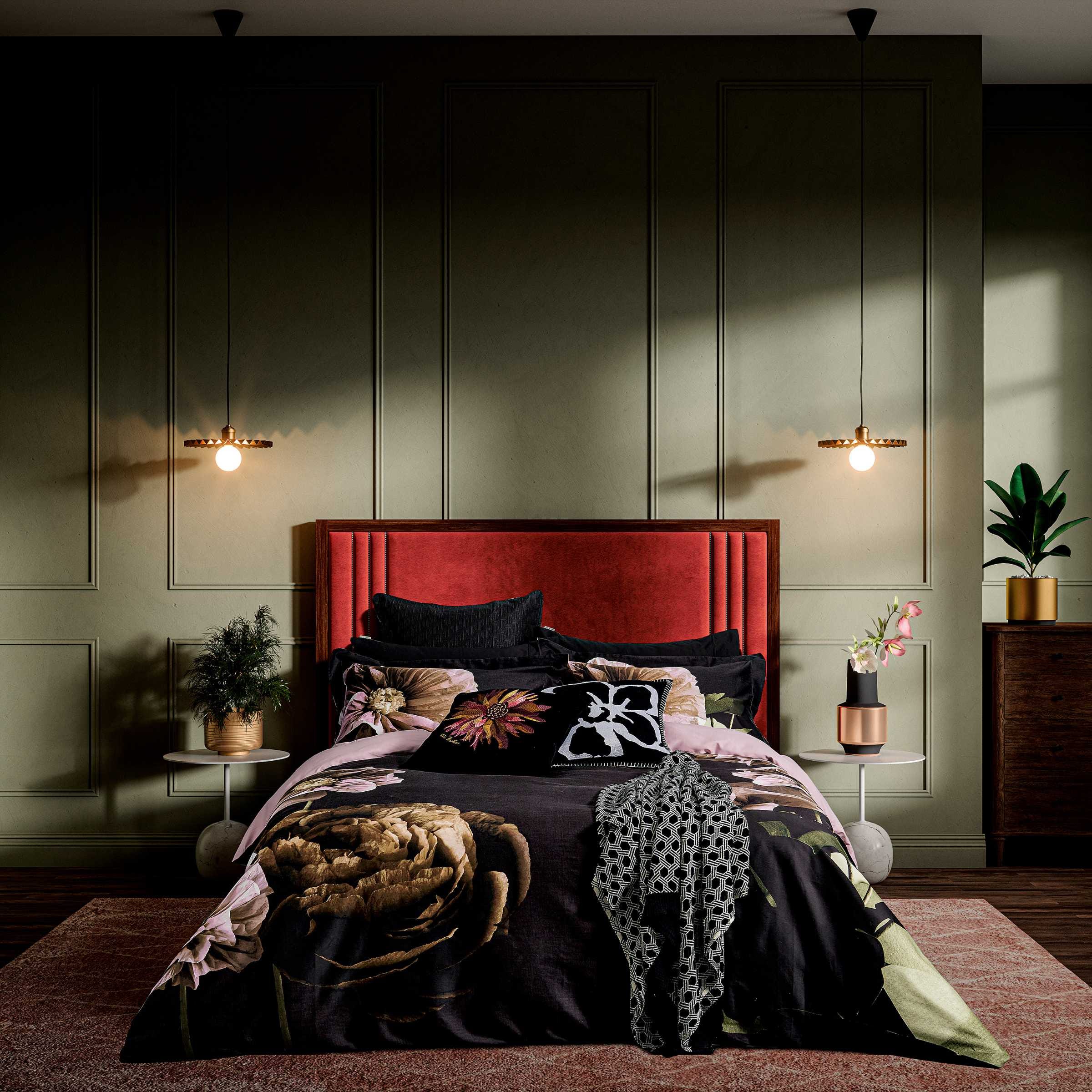 Ted Baker Paper Floral Bedding Black | Bedeck Home