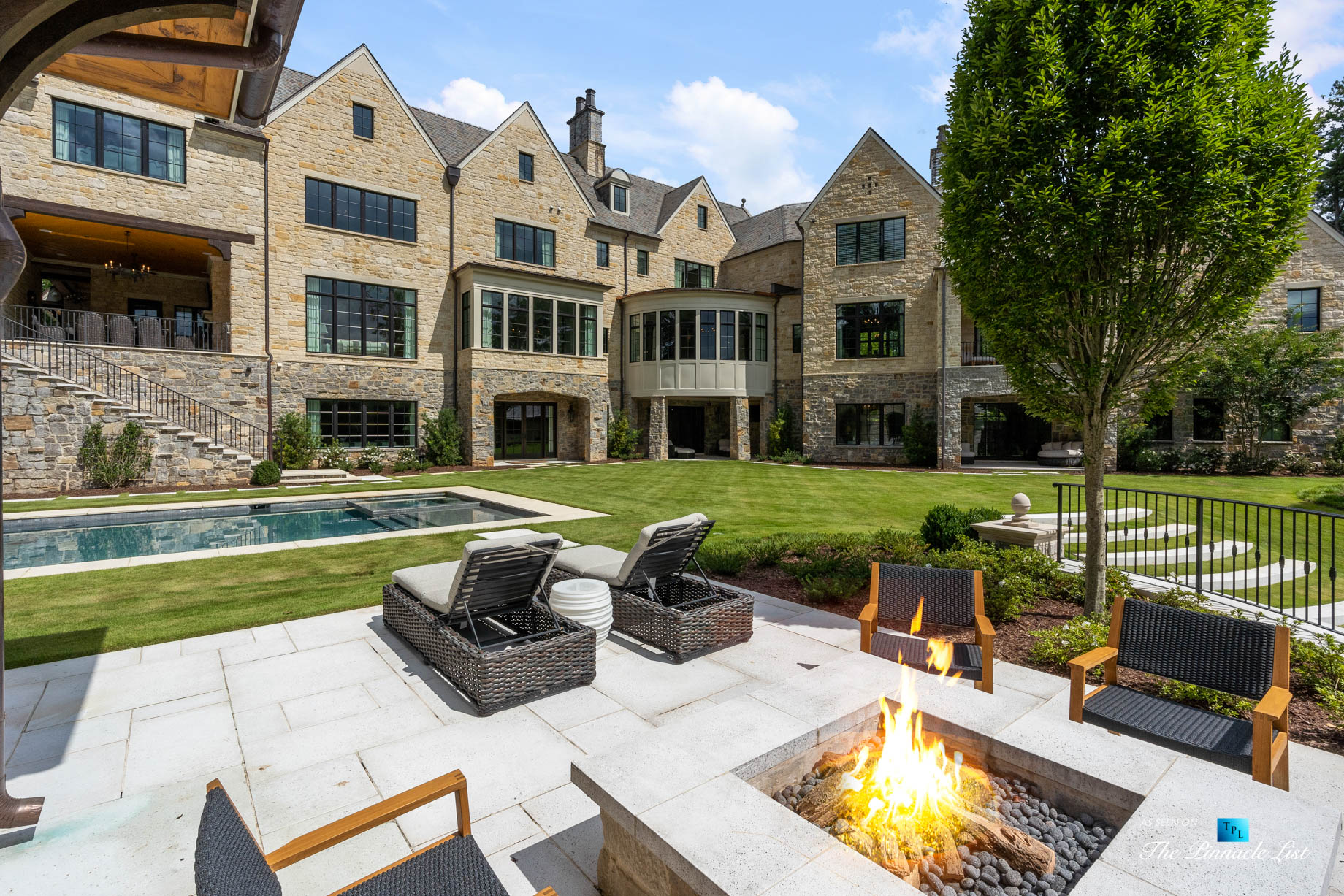 1150 W Garmon Rd, Atlanta, GA, USA – Backyard Fire Pit Patio with Pool – Luxury Real Estate – Buckhead Estate Home – The Pinnacle List