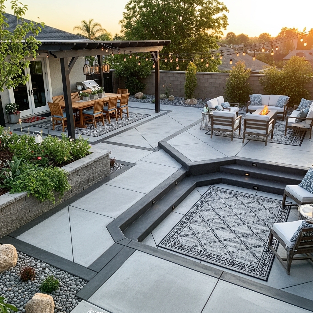 12 Concrete Patio Ideas That Transform Plain Slabs Into Stylish Outdoor Spaces - Home Decorefiy