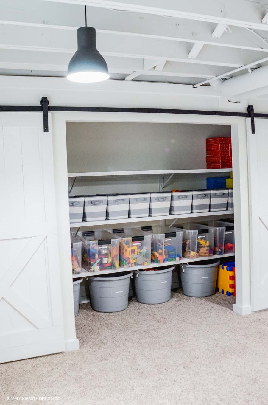 Basement Playroom Organisation Ideas Kids' Playroom In An Unfinished Basement