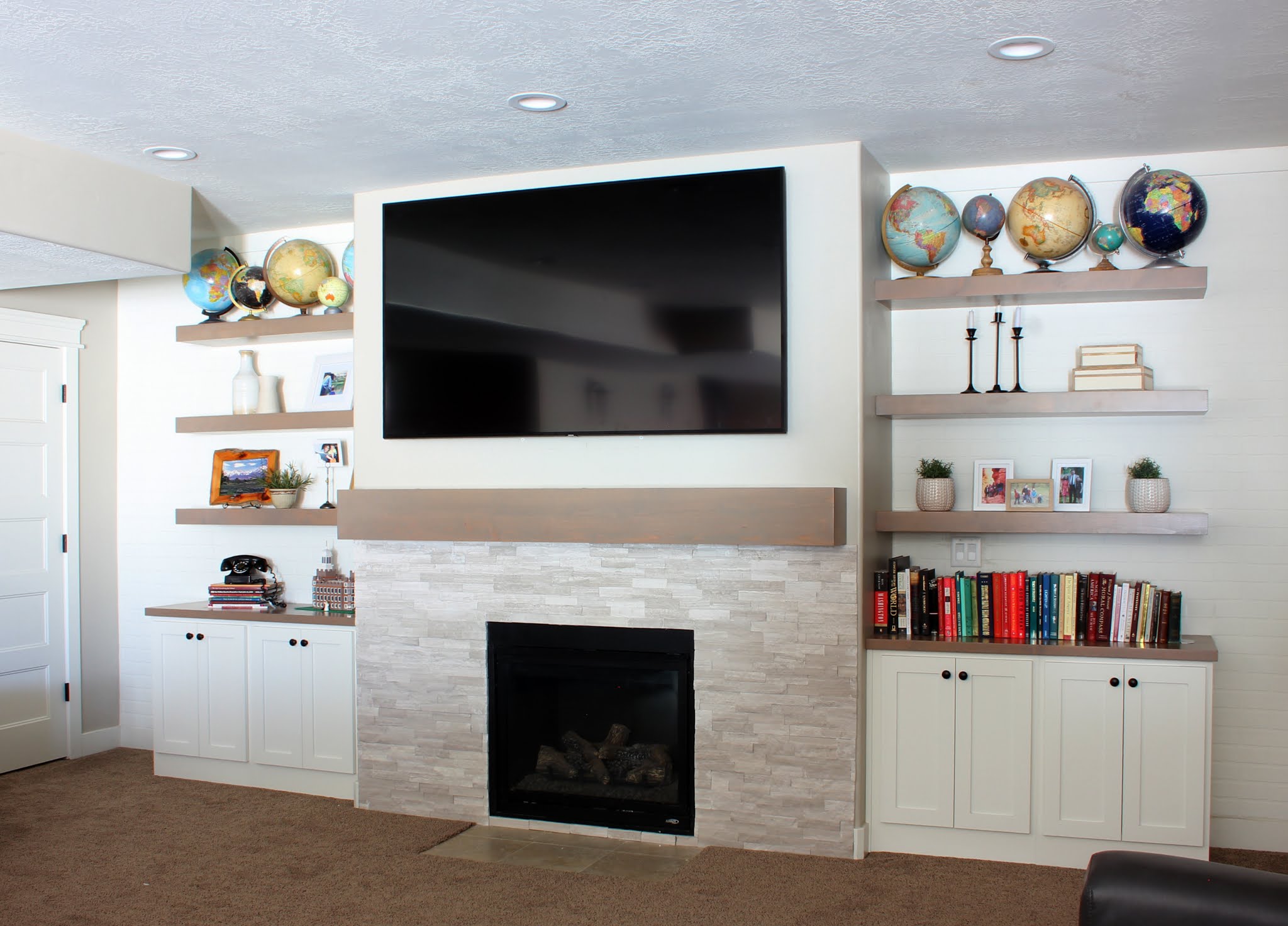 Basement updates: built-ins * kitchenette * stone fireplace | 320 * Sycamore