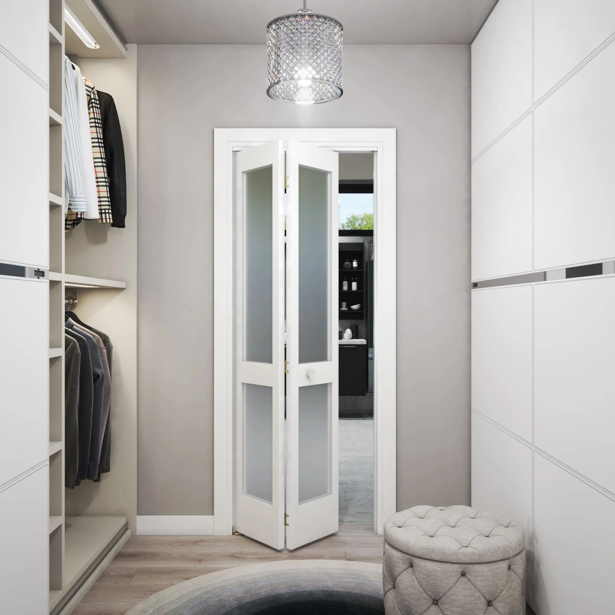Bifold 2 Lite Shaker Primed with Frosted Glass - Eight Doors