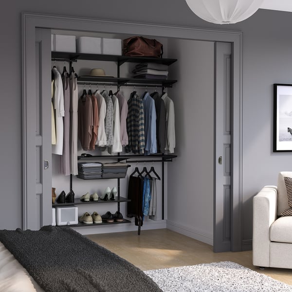 BOAXEL Wardrobe combination - anthracite 73 3/4x15 3/4x79 '