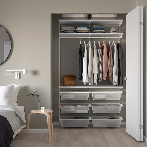 BOAXEL wardrobe combination, white, 491/8x153/4x79' - IKEA