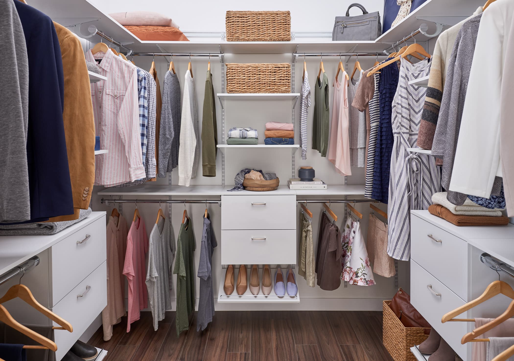Closetmaid Dress Up Wire Shelving ClosetMaid ShelfTrack 72 W White Reach-In Wall Mount 3-Shelf