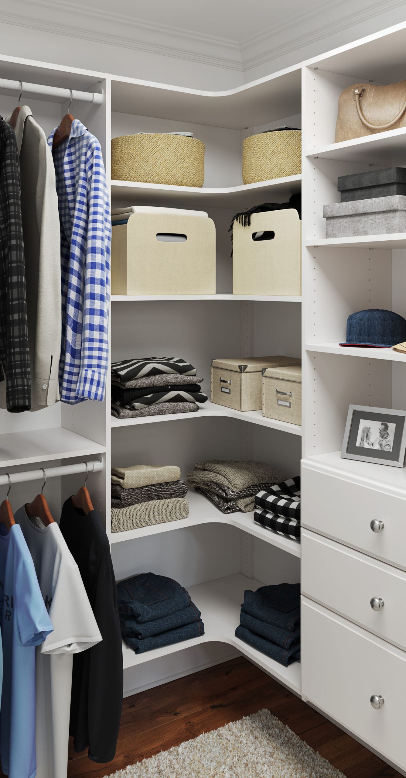 Corner Closet Foot Closet Rod L Shaped Corner With Shelves, 36' Closet Organizer System With Hanging Rods *-in Closets For Corner Small Space