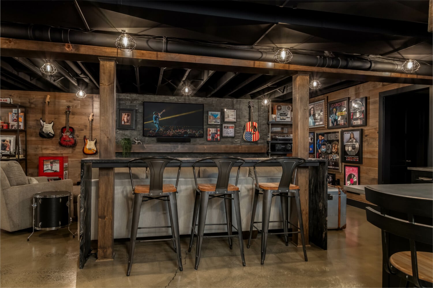 Industrial Basement | Moorestown | Distinctive Interior Designs
