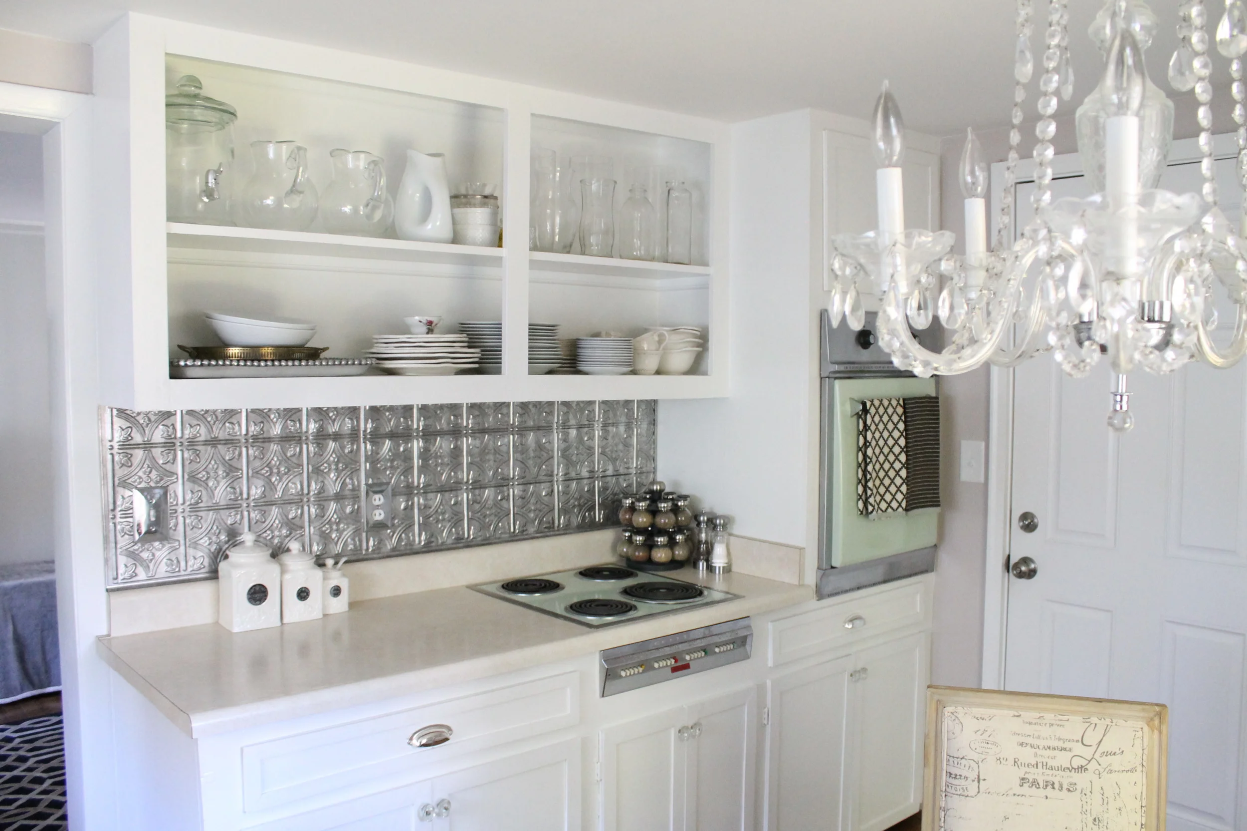 Inexpensive Faux Tin Backsplash — Elizabeth Burns Design, Raleigh NC Interior Designer