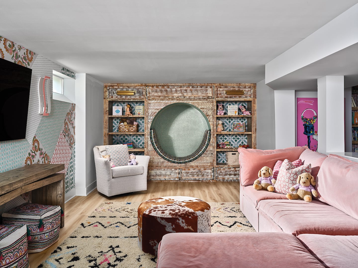 Interior designer transforms basement into playroom