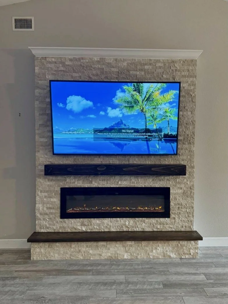 Ledger Stone Fireplace Media Wall in Orlando | Florida Media Walls