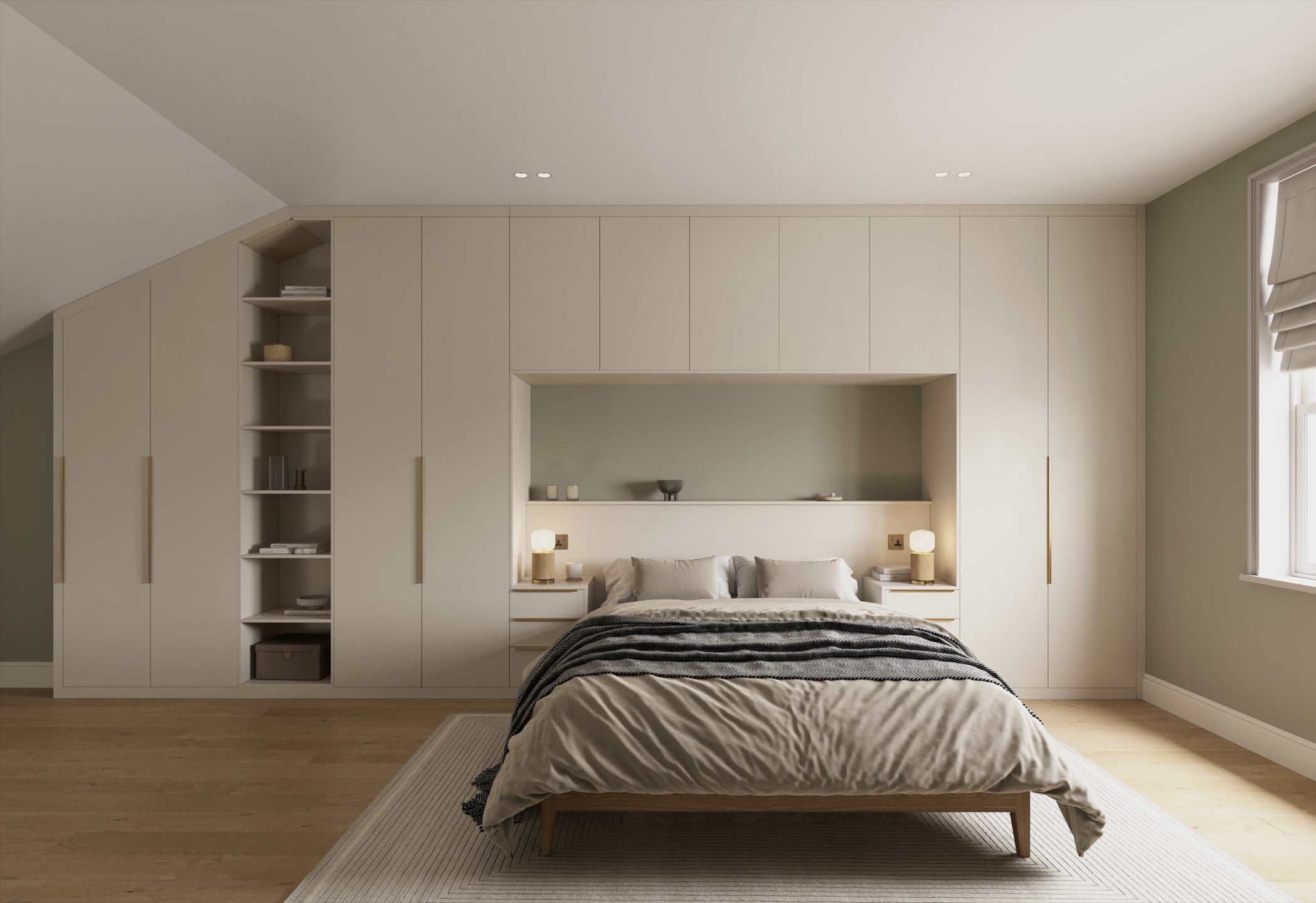 Overbed fitted wardrobes and storage units, bespoke overhead storage