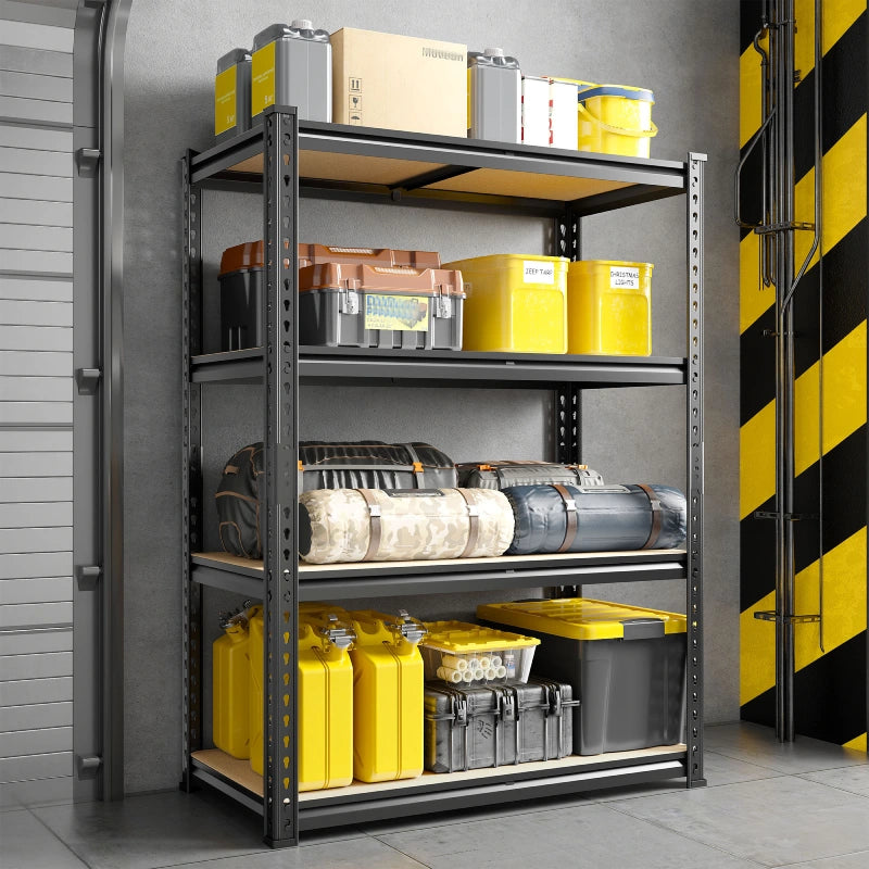 Reibii 31.5'W Garage Storage Shelves, Heavy Duty Garage Shelving Unit With Adjustable, Metal Storage Shelves for Warehouse, Pantry, Basement