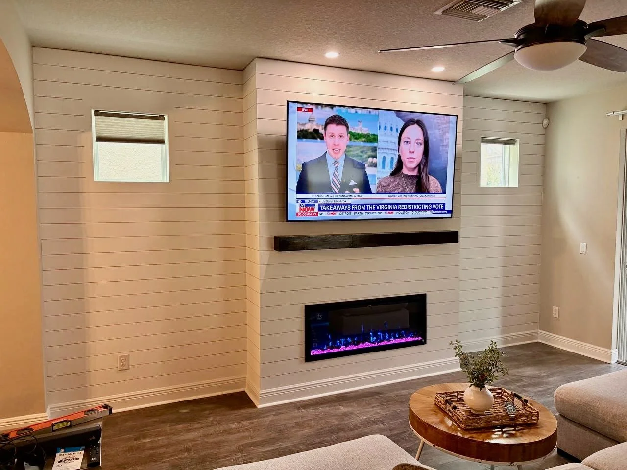 Shiplap Fireplace Media Wall — Completed Media Wall Projects in Florida | Florida Media Walls