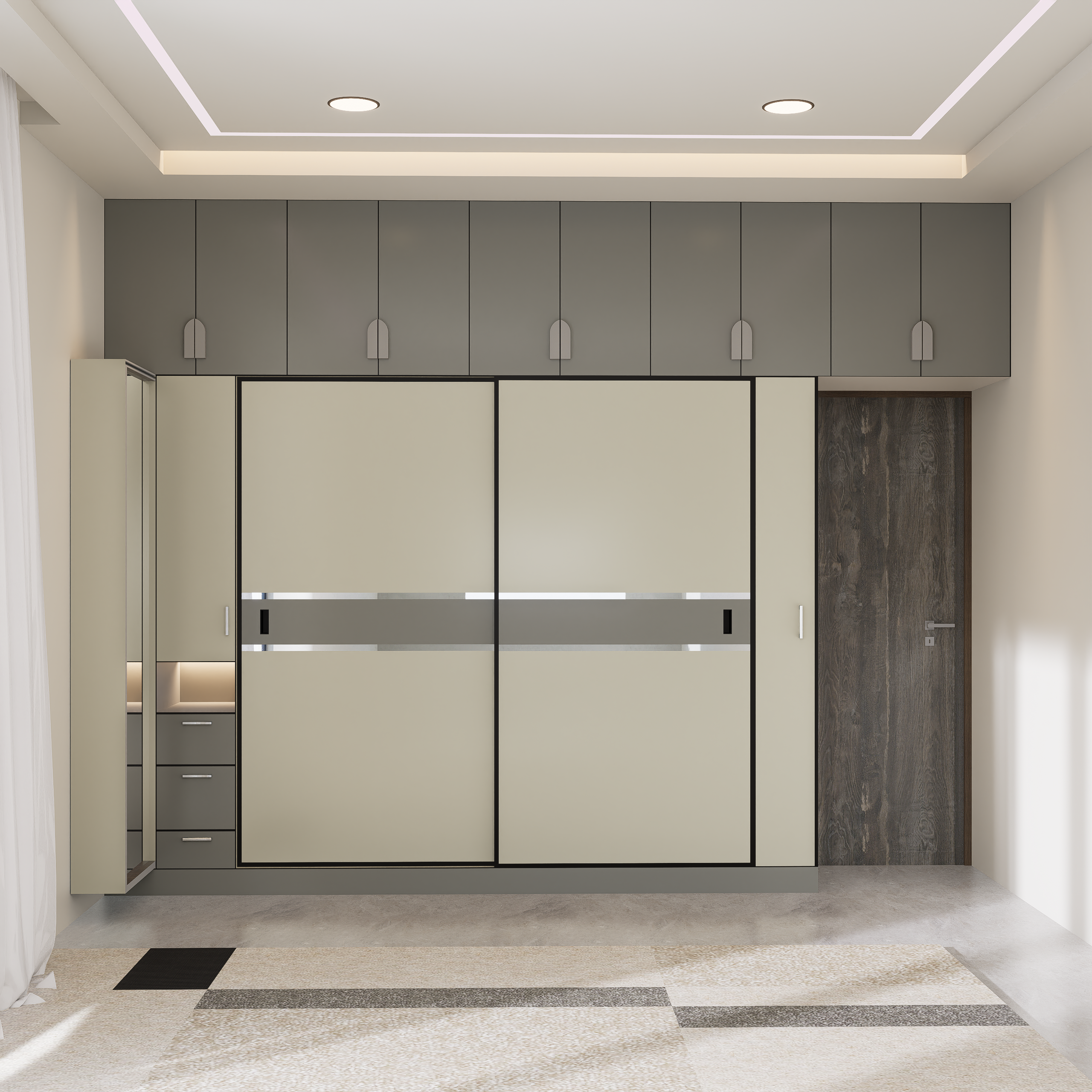 Sleek and modern wardrobe design in a minimalist interior setting showcasing contemporary aesthetics.