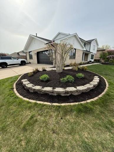 Stunning Black Mulch Transformation in Suburban Front Yard | Ducky Landscaping