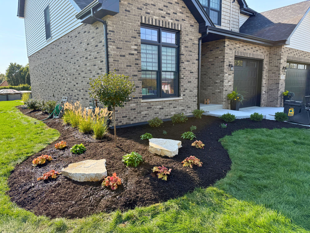Stunning Black Mulch Transformation in Suburban Front Yard | Ducky Landscaping