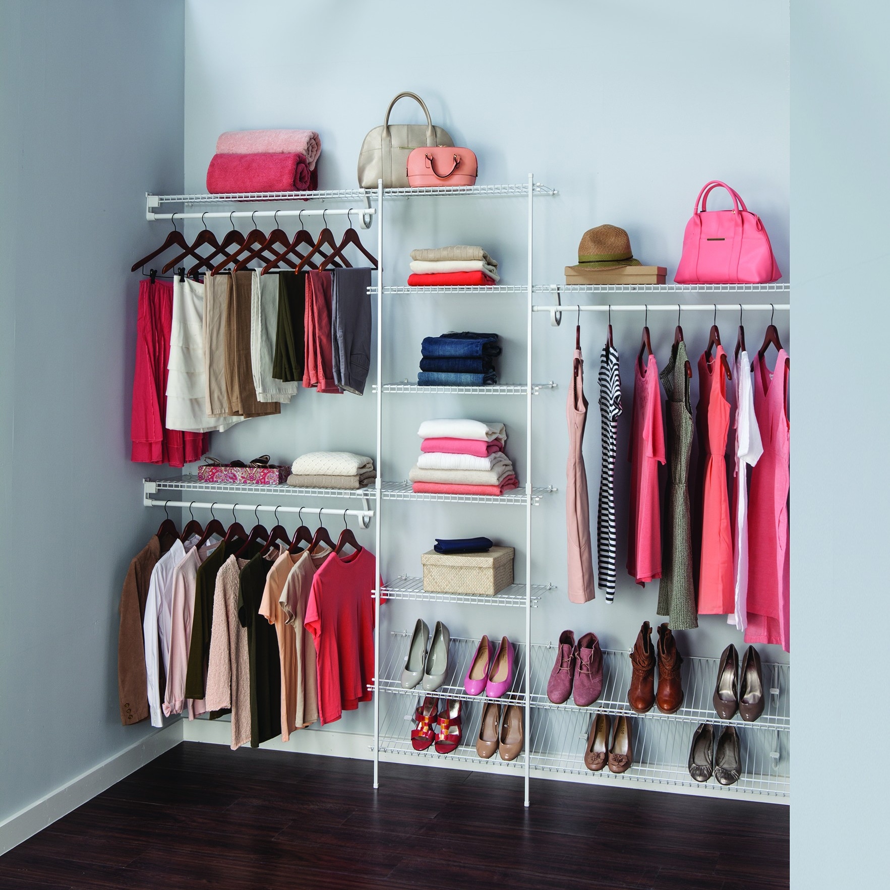 Wire Closet Shelf Closetmaid Double Hang Closet Rod SuperSlide To White Ventilated Wire Closet Organizer Kit