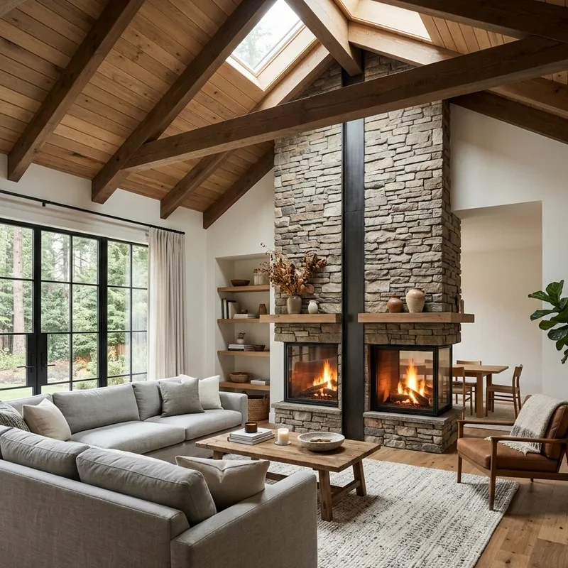 15 Living Room Vaulted Ceiling Fireplace Ideas