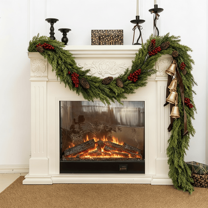 Artificial Cedar Garlands Ownkoti Faux Cedar Pine Christmas Garland With Red Berries