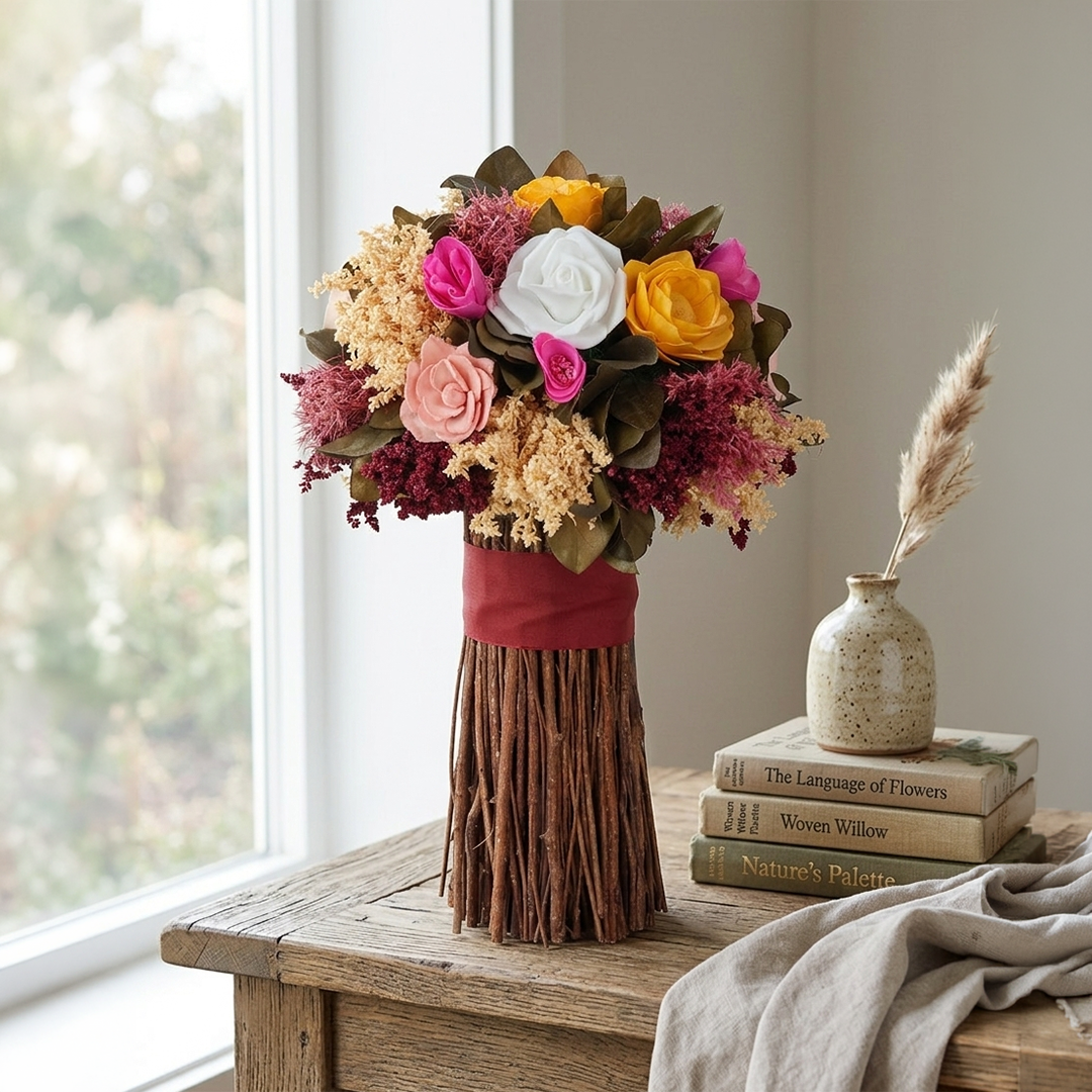 Autumn Dried Flowers Amber Rose Dried Botanical Bouquet