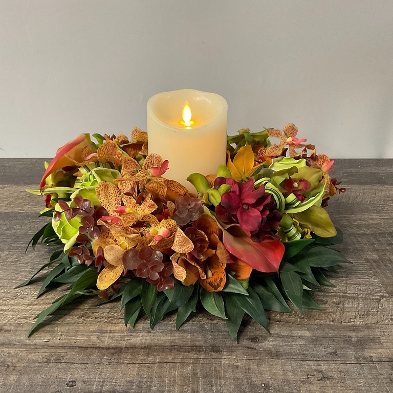 Autumn Flower Candle XL Wick Botanical Candle – Autumn Scented Soy Wax Candle, Fall Table Centerpiece, Housewarming