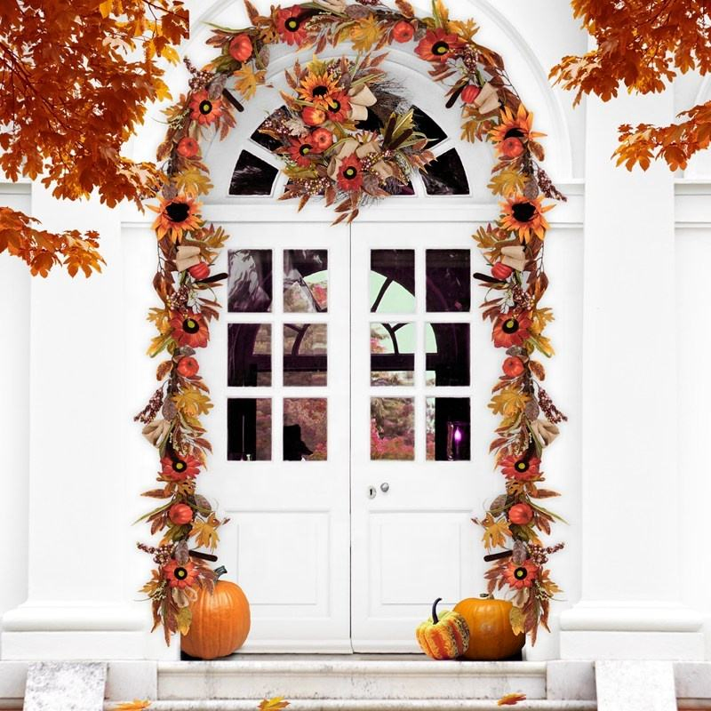 Autumn Garland Door Thanksgiving Garland Autumn Front Door Harvest Wreath Decorations Holiday Decoration And Fall Decor Pumpkin Price