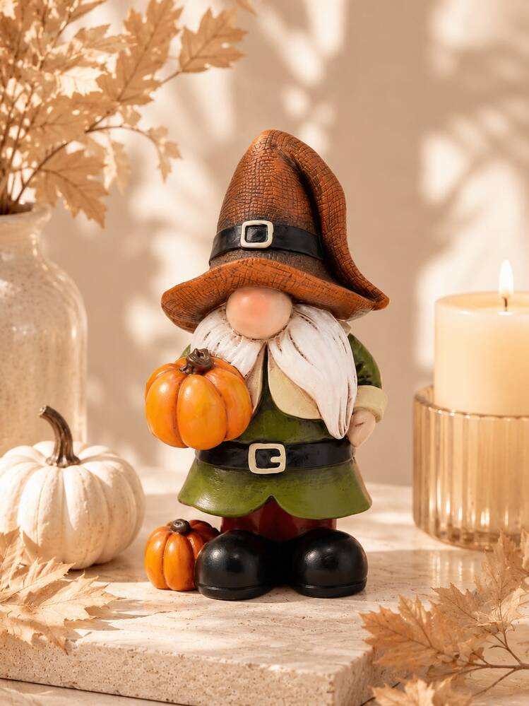 Autumn Harvest Gardener Statue Resin Pumpkin Decor, Thanksgiving Home Decoration Mini Shelf Figurine, Coffee Bar Decor, Tiered Tray Desktop Seasonal Small Ornament | SHEIN USA