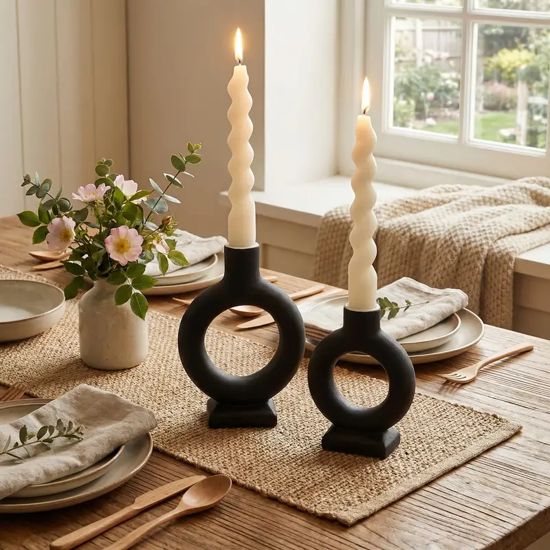 black white minimalist style circular art candle holder - Temu Mauritius