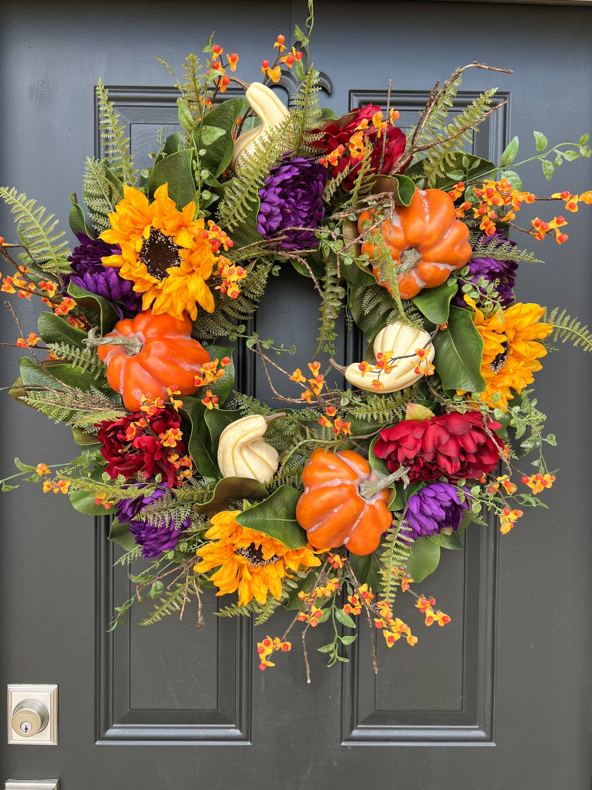 Colorful Fall Wreath with Flowers
