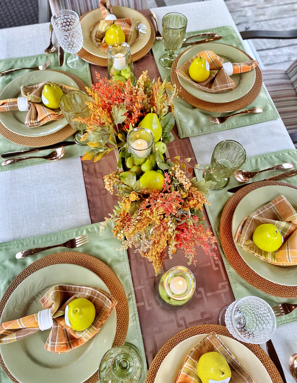 Dining Delight: Early Fall Pear Themed Tablescape