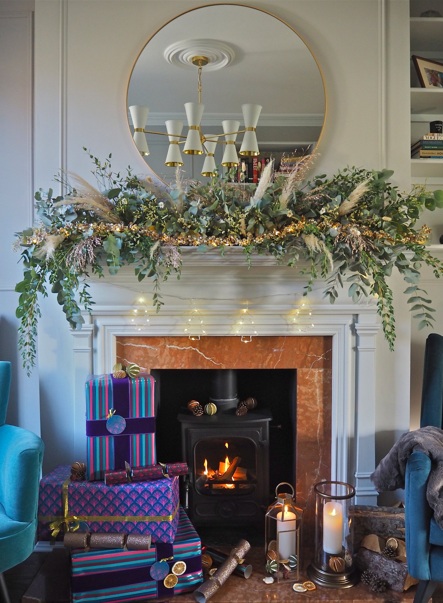 DIY Pampas Grass Christmas Fireplace Garland — MELANIE LISSACK INTERIORS