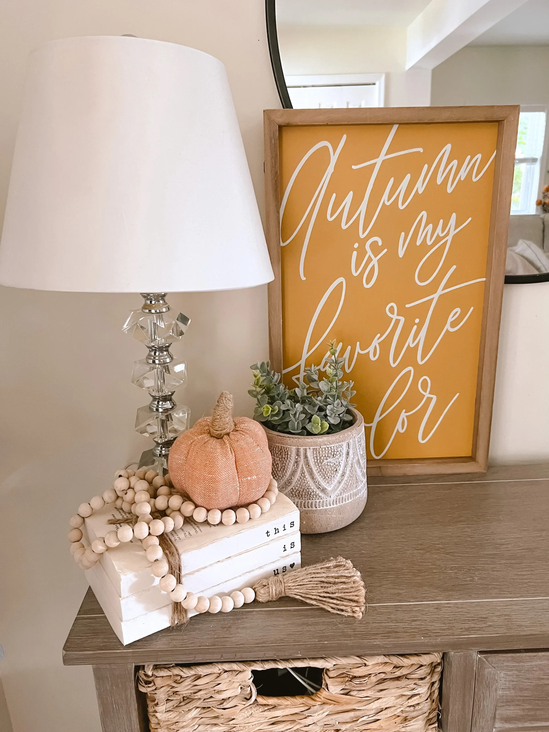 Fall Decor Farmhouse Console Table Decor Decorating A Fall Farmhouse Entryway With Neutral Faux Pumpkins