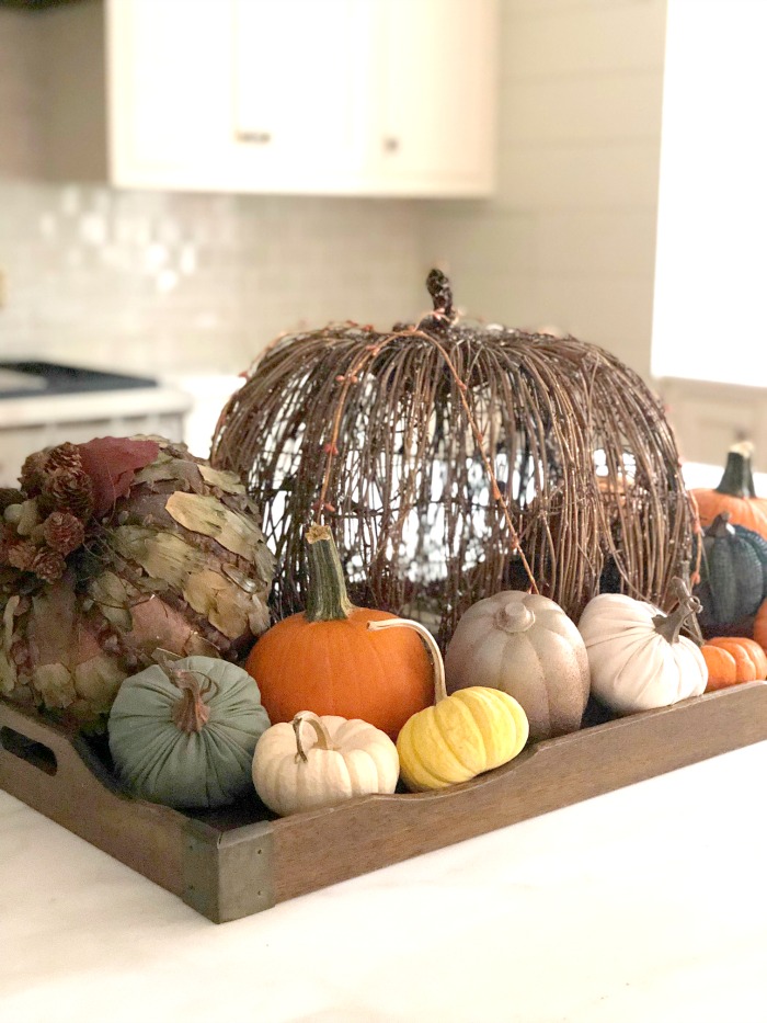 Fall Kitchen Decor- Kitchen Island Fall Centerpiece Idea