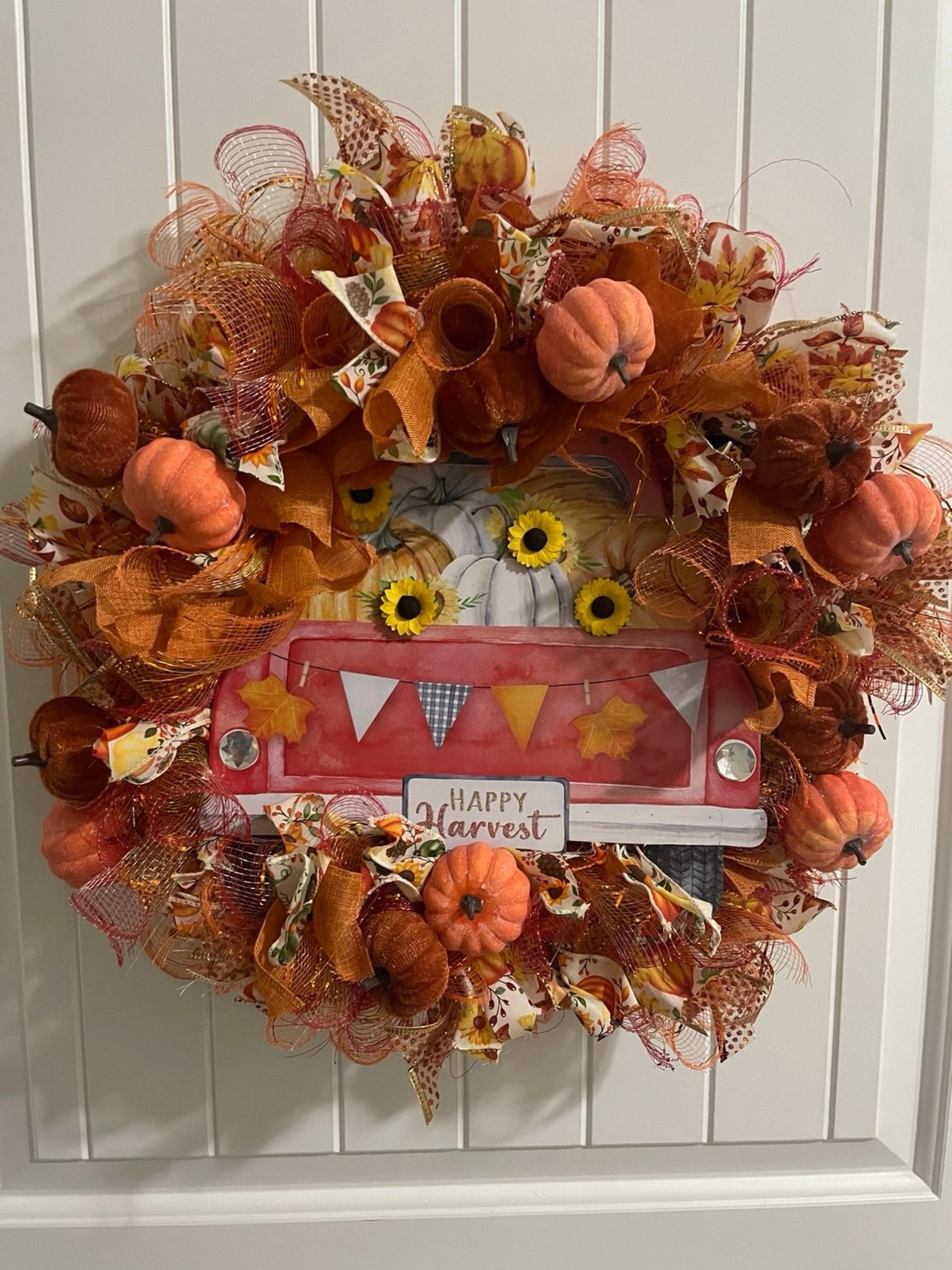 Fall Pumpkin Wreath for Front Door, Rustic | Mercari
