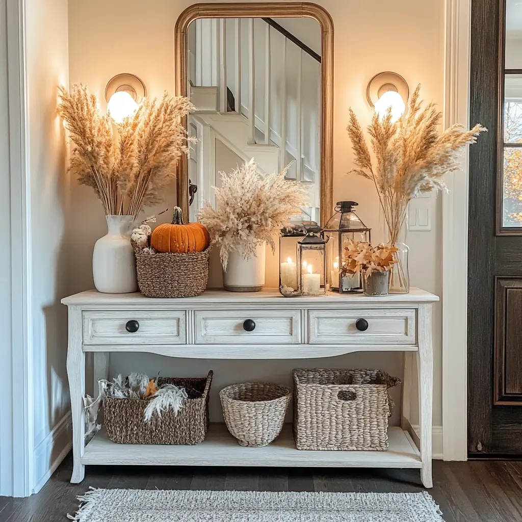 Front Door Entry Table Fall Decor Ideas Farmhouse Console Decor 43 Stunning Fall Entryway Decor Inspirations To Welcome Autumn Edward George