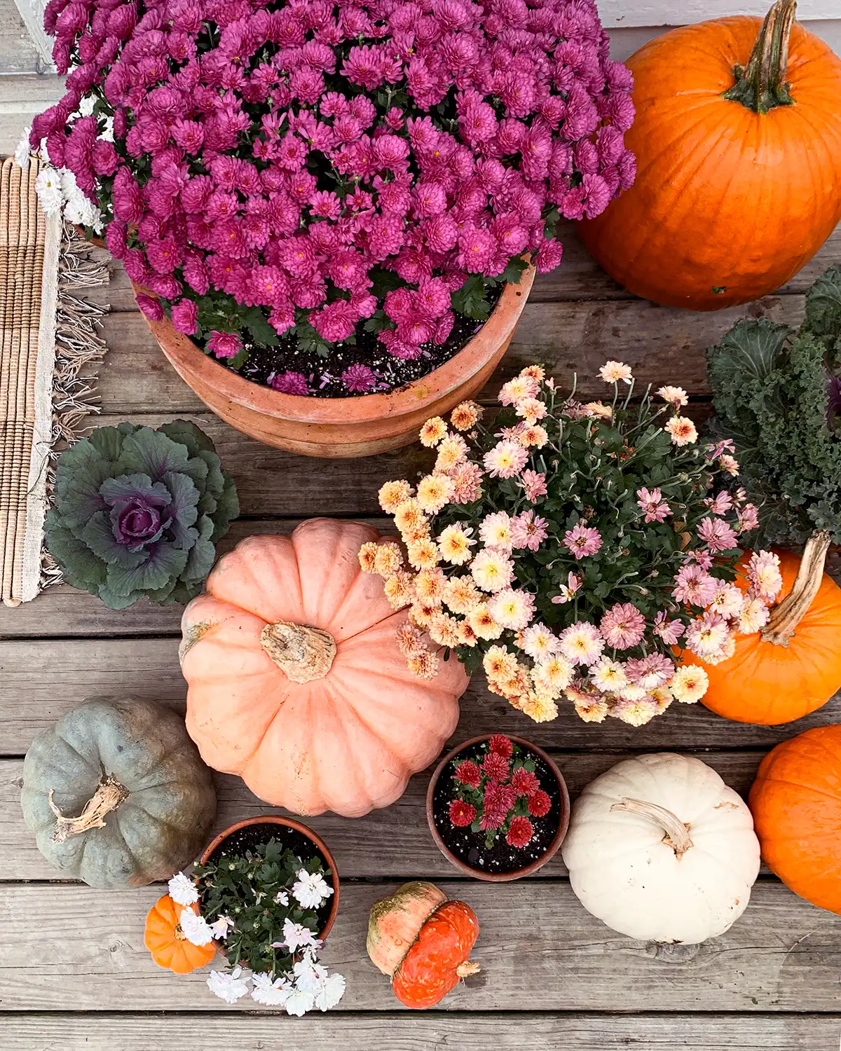 Front Porch Mums And Pumpkins For Fall Decorating