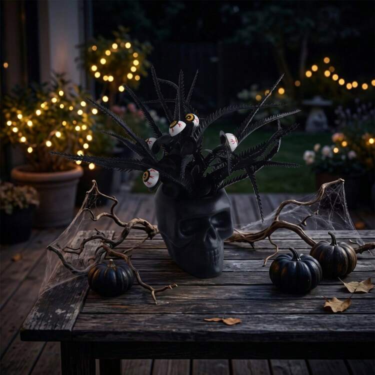 Halloween Skull Potted Plant Spooky Skeleton Flower Pot Gothic Planter Pots Punk For Outdoor Home Party Table Centerpieces Decor | SHEIN USA