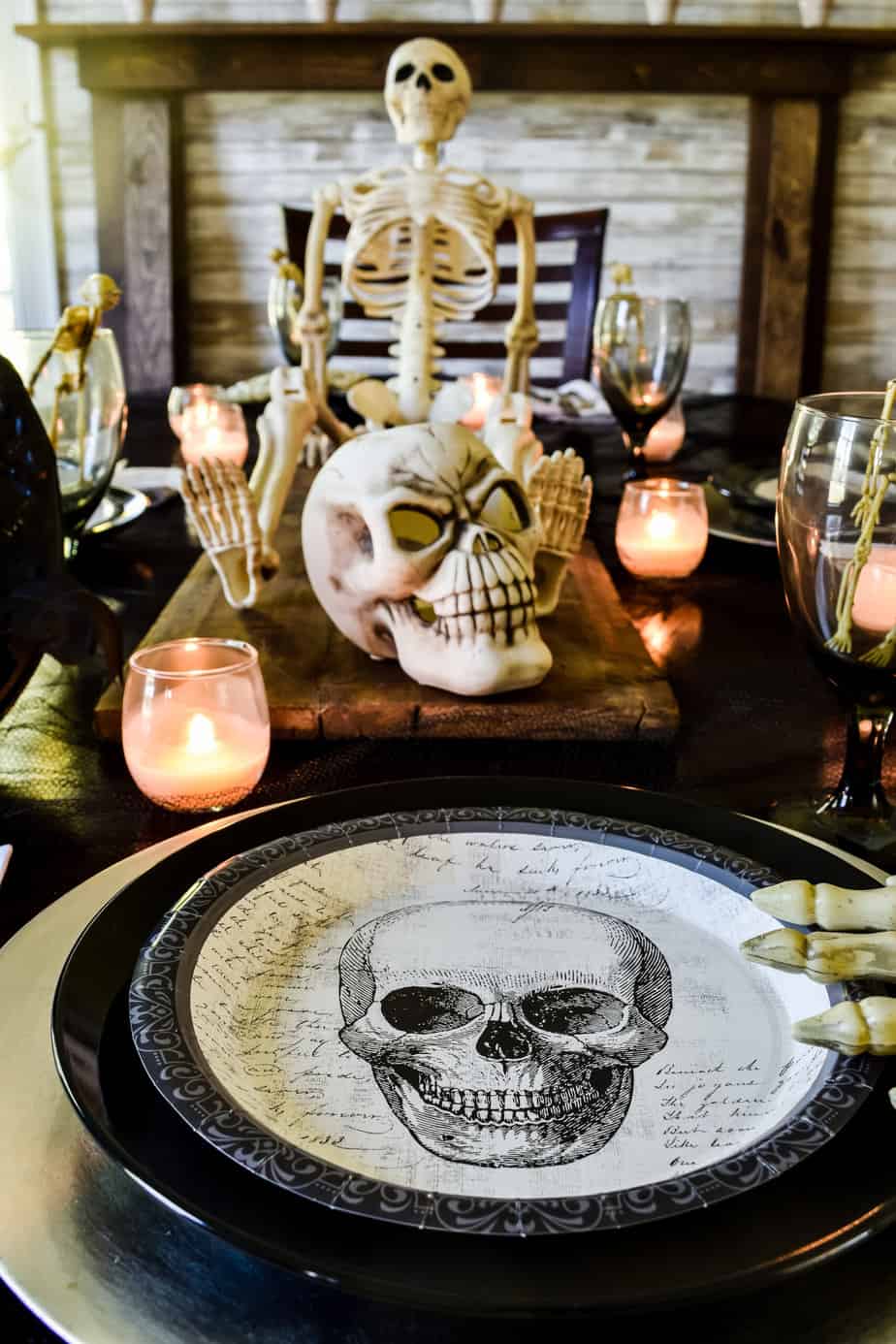 Halloween Table Top Decor with Skeletons - Zucchini Sisters