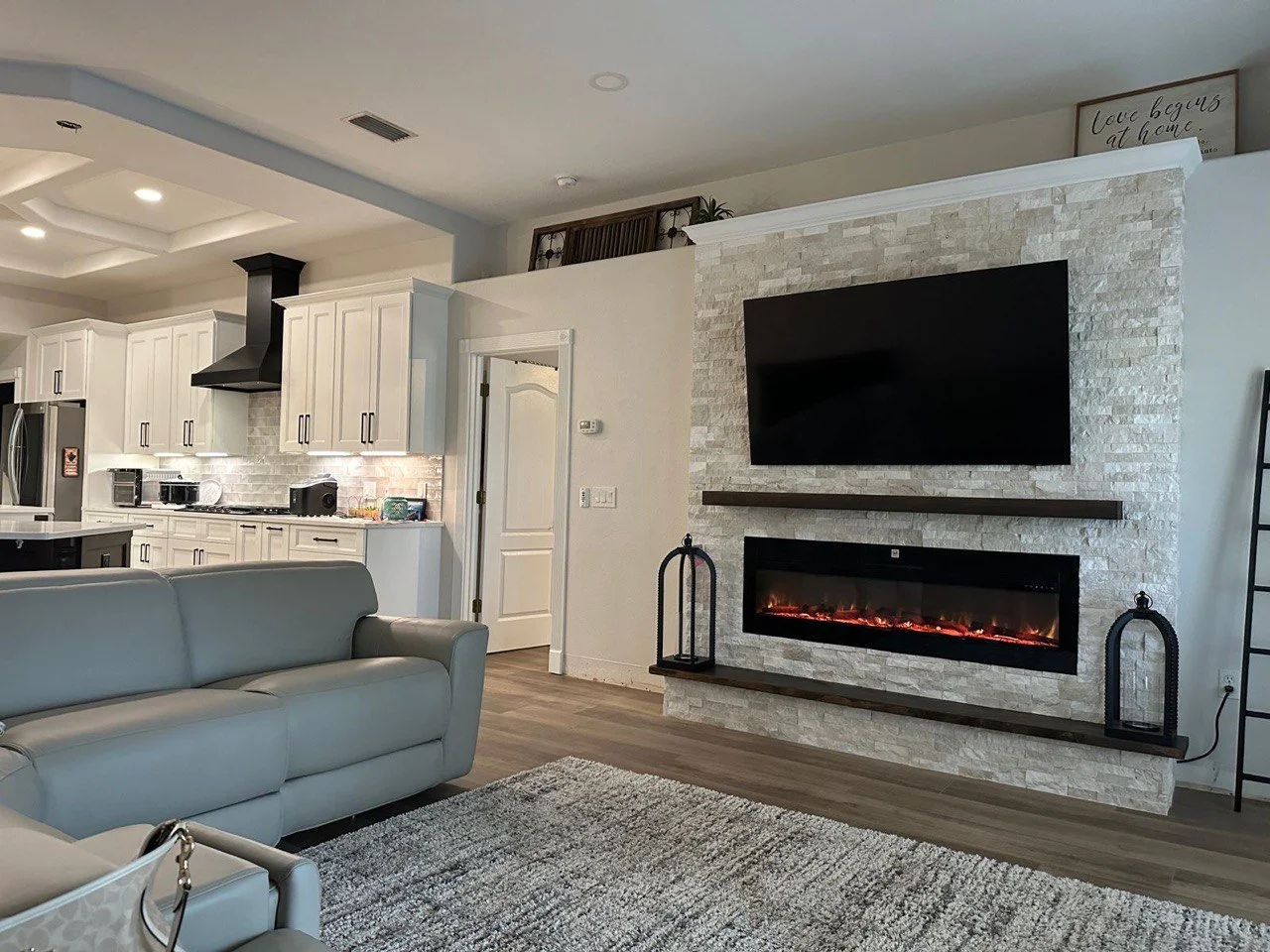 Ledger Stone Fireplace Media Wall in Sarasota, FL