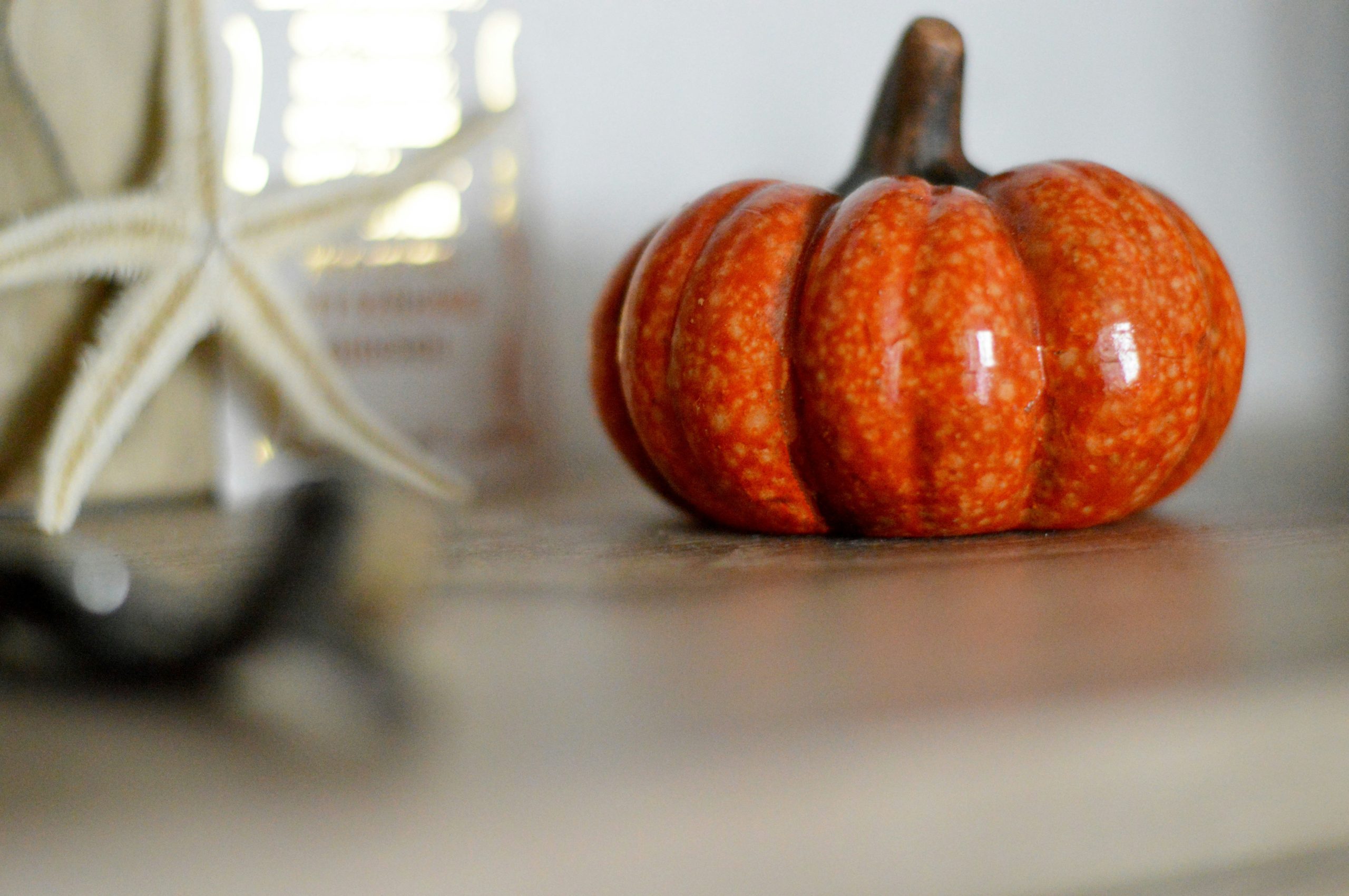 Orange ceramic pumpkin with starfish decoration
