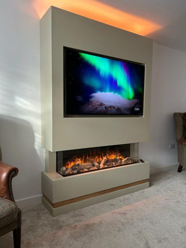Orleans Media Wall: Media Wall With Fire & Solid Oak Inlay