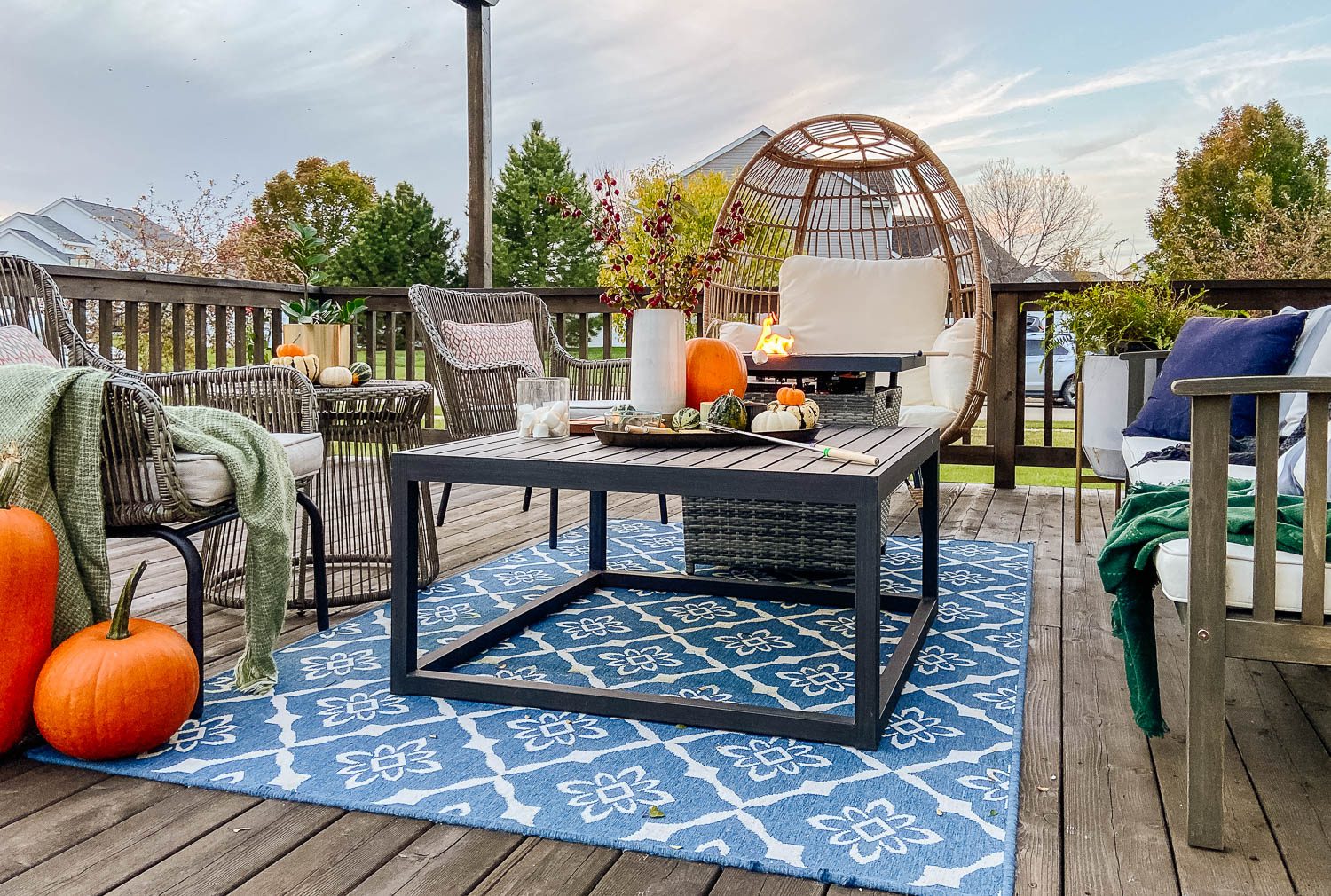 Our Cozy Fall Deck & New Fire Table - Small Stuff Counts
