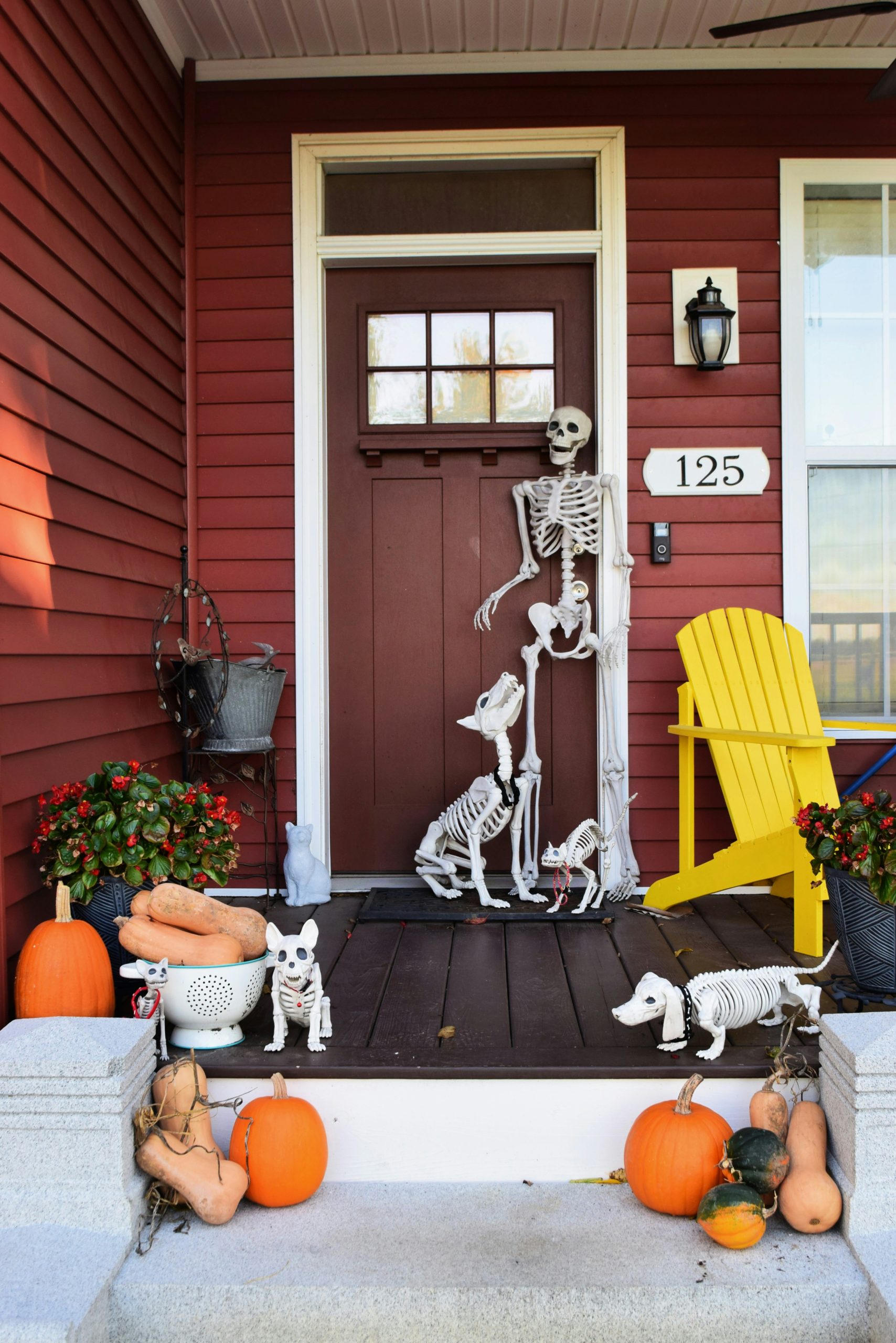 Our front porch decorated for Halloween. 