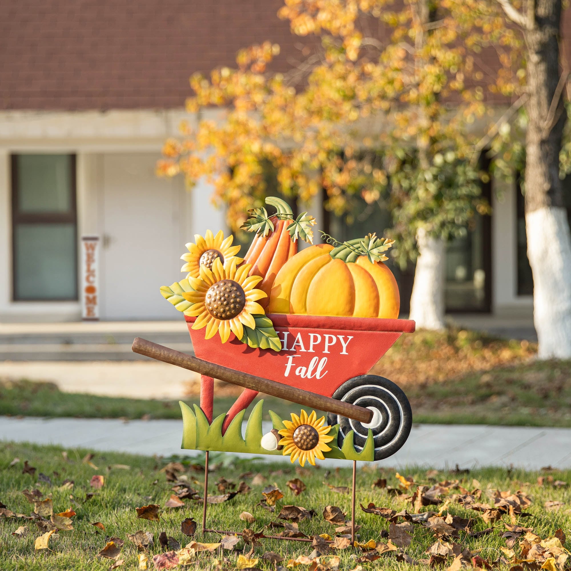 Outdoor Decor Pumpkins Medium Fall Pumpkin Decorating Display For Porch Outdoor Decor